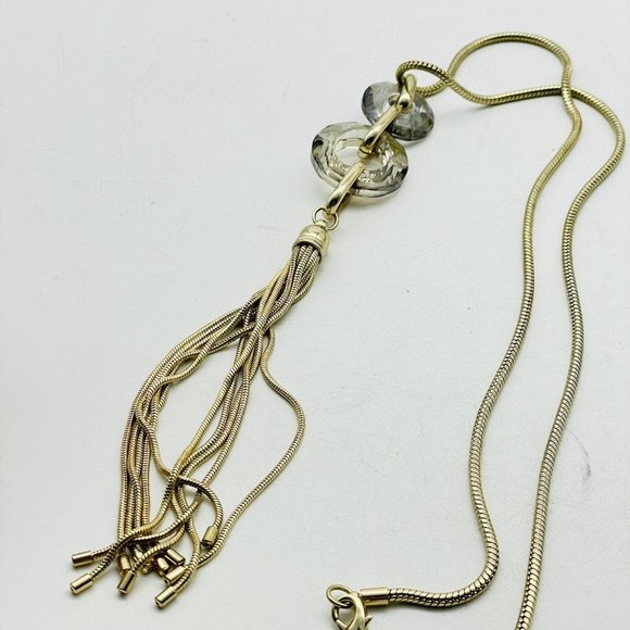 Mythologie Signed Snake Chain Medallion Necklace Mirrored Acrylic Circles Gold - Picture 5 of 9